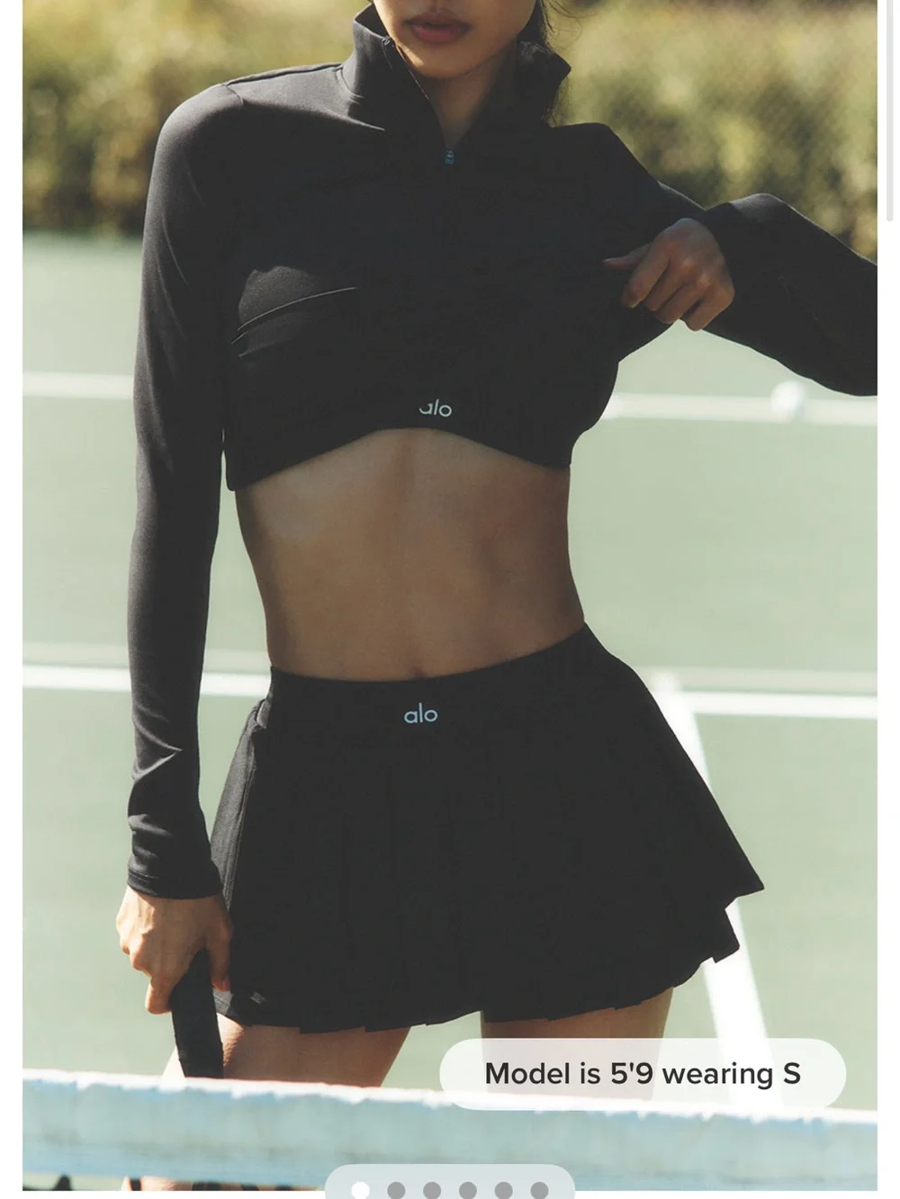 ALO Yoga Black Pleated Mini Tennis Skirt